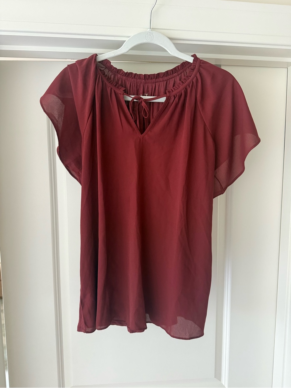 Loft Women’s Burgundy Red Blouse in Size Medium